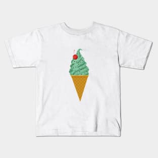 Mint Chocolate Ice Cream Cone Kids T-Shirt